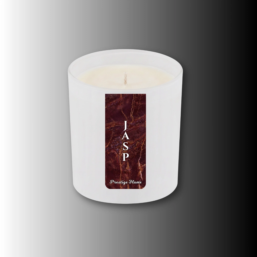 Lumânare parfumată Prestige Flame - Jasp - Monolith Collection - 280g - recipient alb mat cu capac auriu J2