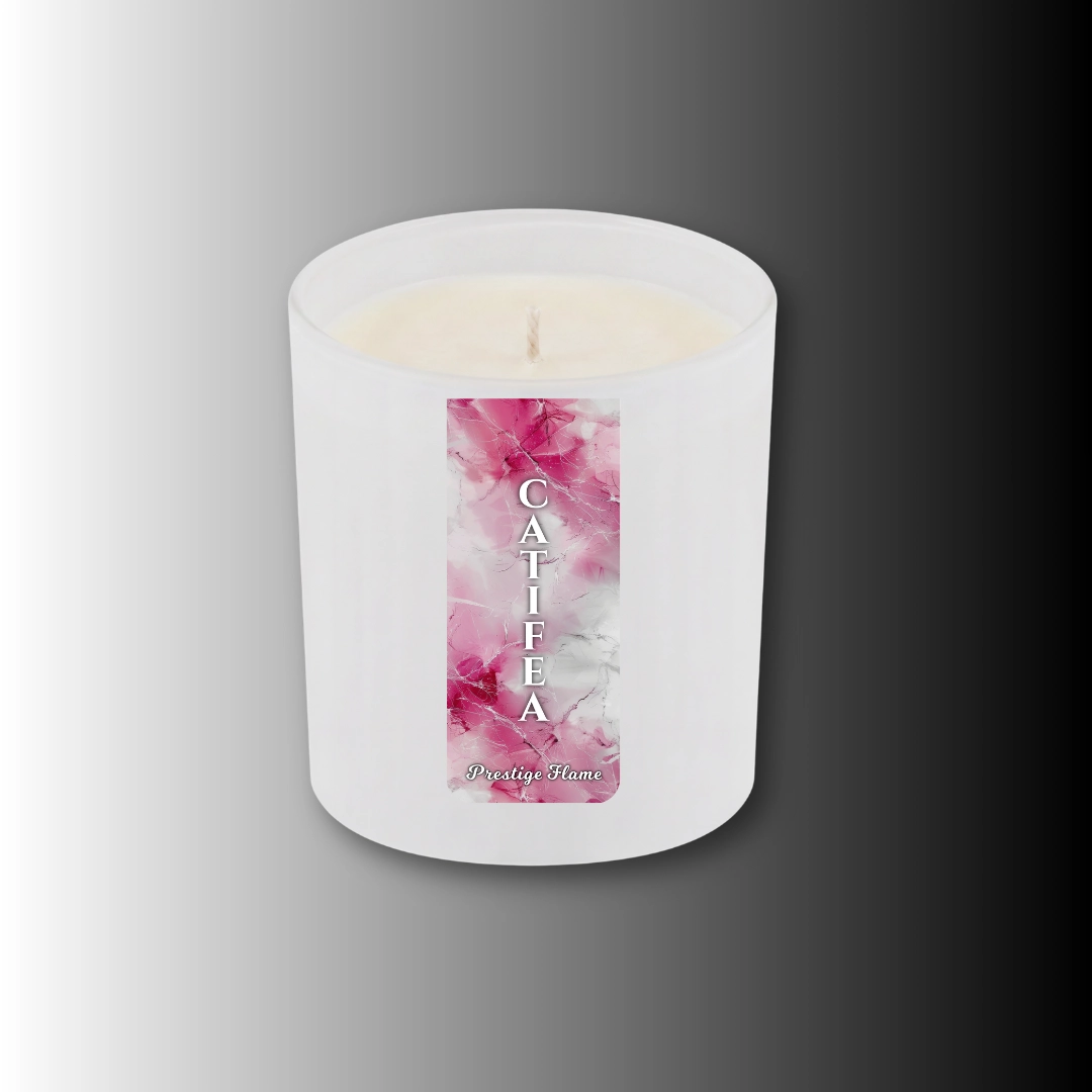 Lumânare parfumată Prestige Flame - Catifea - Monolith Collection - 280g - recipient alb mat cu capac auriu C2