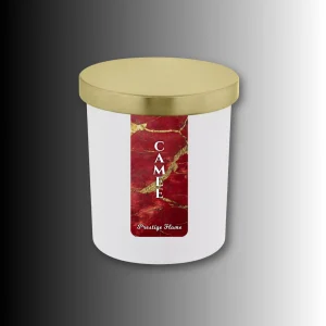 Lumânare parfumată Prestige Flame - Camee - Monolith Collection - 280g - recipient alb mat cu capac auriu C1