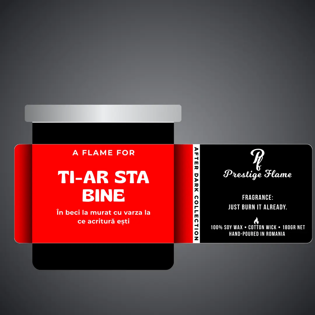 Lumânare parfumată Prestige Flame - Ți-ar sta bine - After Dark Collection - 180g - recipient negru mat cu capac argintiu