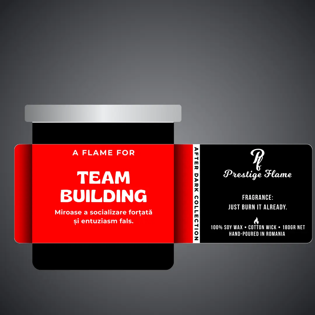 Lumânare parfumată Prestige Flame - Team Building - After Dark Collection - 180g - recipient negru mat cu capac argintiu