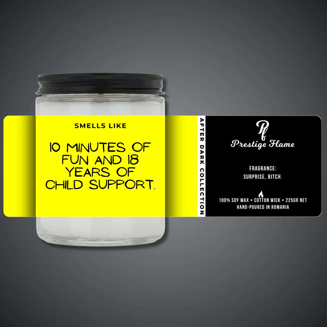 Lumânare parfumată Prestige Flame - 10 MINUTES - After Dark Collection - 225g - recipient transparent cu capac negru