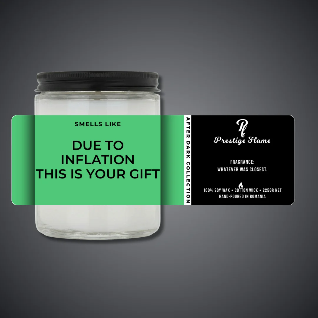 Lumânare parfumată Prestige Flame - DUE TO INFLATION - After Dark Collection - 225g - recipient transparent cu capac negru