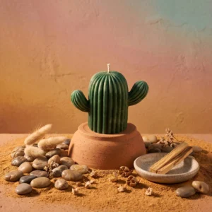 Lumânare parfumată și decorativă Prestige Flame - CACTUS - Silhouette Collection - 60gr
